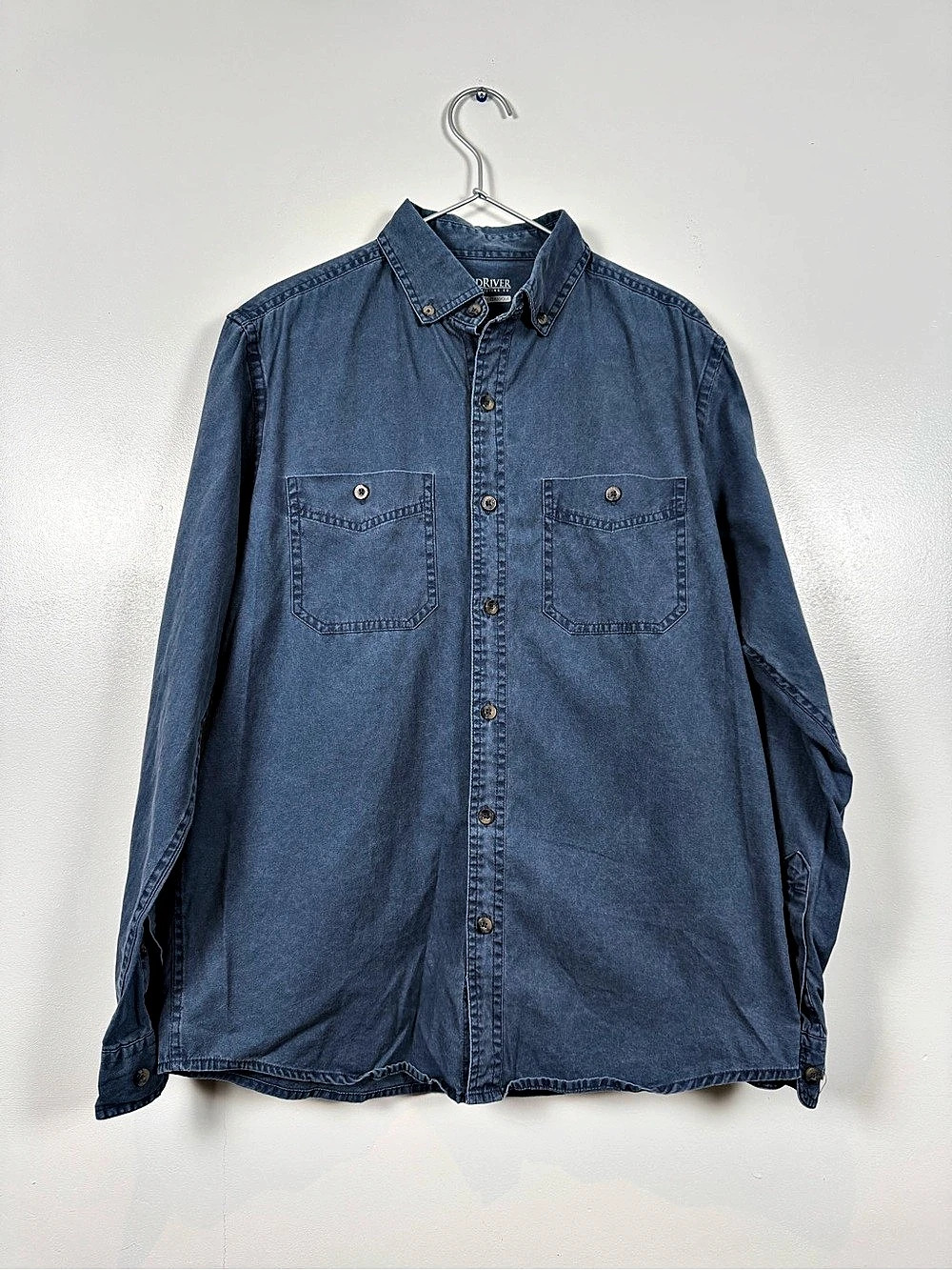 WindRiver Classic Fit Men's Blue Cotton Button Down Shirt Medium